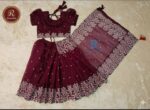 sp 21 স্কিন প্রিন্ট রেডি শাড়ী মেরুন - Image 2
