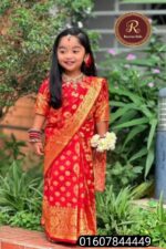 baby redi Katan Saree red - Image 2