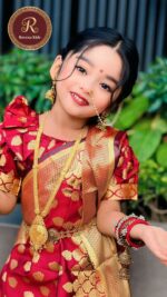 baby redi bota Katan Saree maroon cod 800 - Image 3