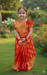 baby rady Katan Saree red cod 1220 - Image 2